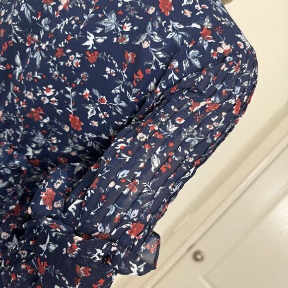 Walter Baker Dress Size 2 Blue Floral Print Diana Tiered Ruffle Layered Nautical - Picture 9 of 14